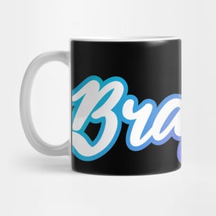 Brasilia: Brazil city name in white script font with cool bright outline Mug